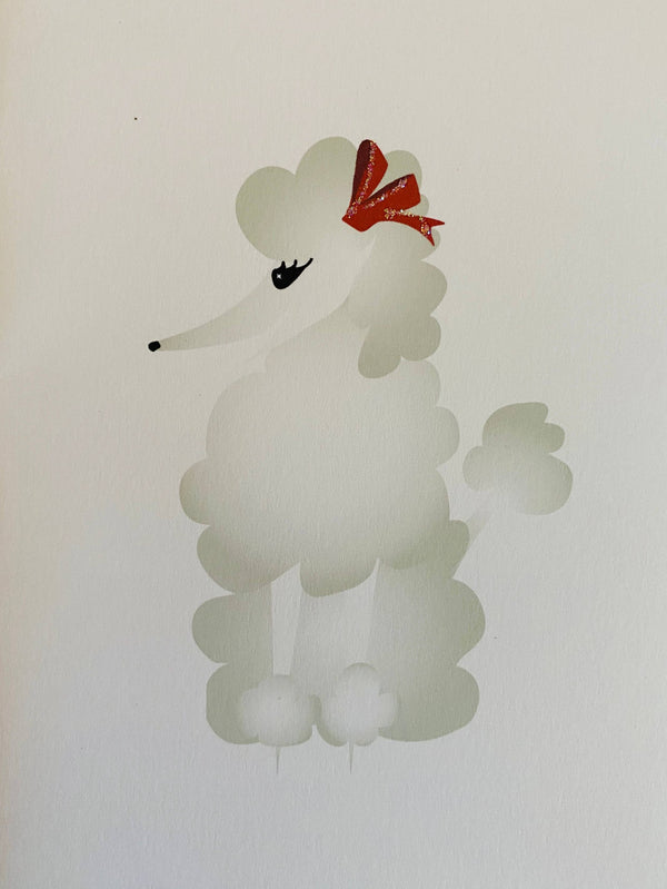 Stylized White Sitting Poodle